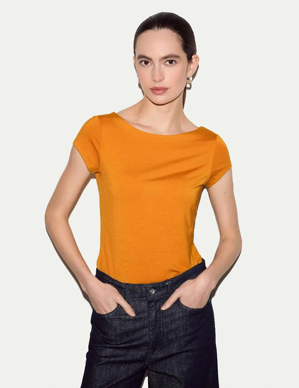 Modal Rich Jersey Top Orange female - Jigsaw - FashionsVida