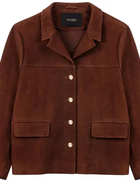 Chaqueta de mujer de ante con cuello sastre - Maje - FashionsVida