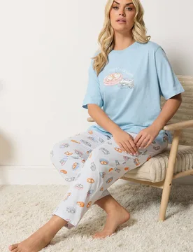 Women's Pyjama Set in Baby Blue Size: 34-36 - Baby Blue - Size: 34-36 - Yours - FashionsVida