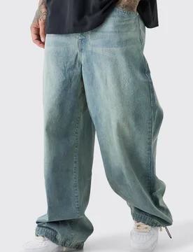 Herren Hohe Denim Parachute Jeans Hosen Antique Blue Größe 34 - boohooMAN - FashionsVida