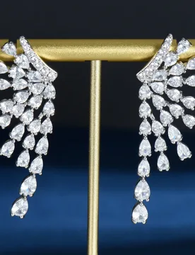 HIBRIDE Firework Sweet and Exaggerated Stud Earrings Long Tassel Feather Earring for Women Bridal Wedding Jewelry bijoux E-1089 - Aliexpress - FashionsVida