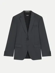 Black Slim-Fit Sakko aus Wolle 021-Dark Grey 56