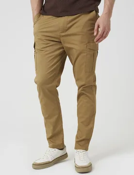 Cotton Twill Cargo Style Mens Chino Trousers - - Size: W32 - Brave soul - FashionsVida