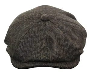 Mens Peaky Blinders Tweed Gatsby Hat - Brown - Size Medium