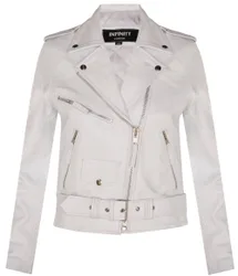 Women's Cowhide Leather Biker Jacket-Mansfield in White Size: 20 - White - Size: 20