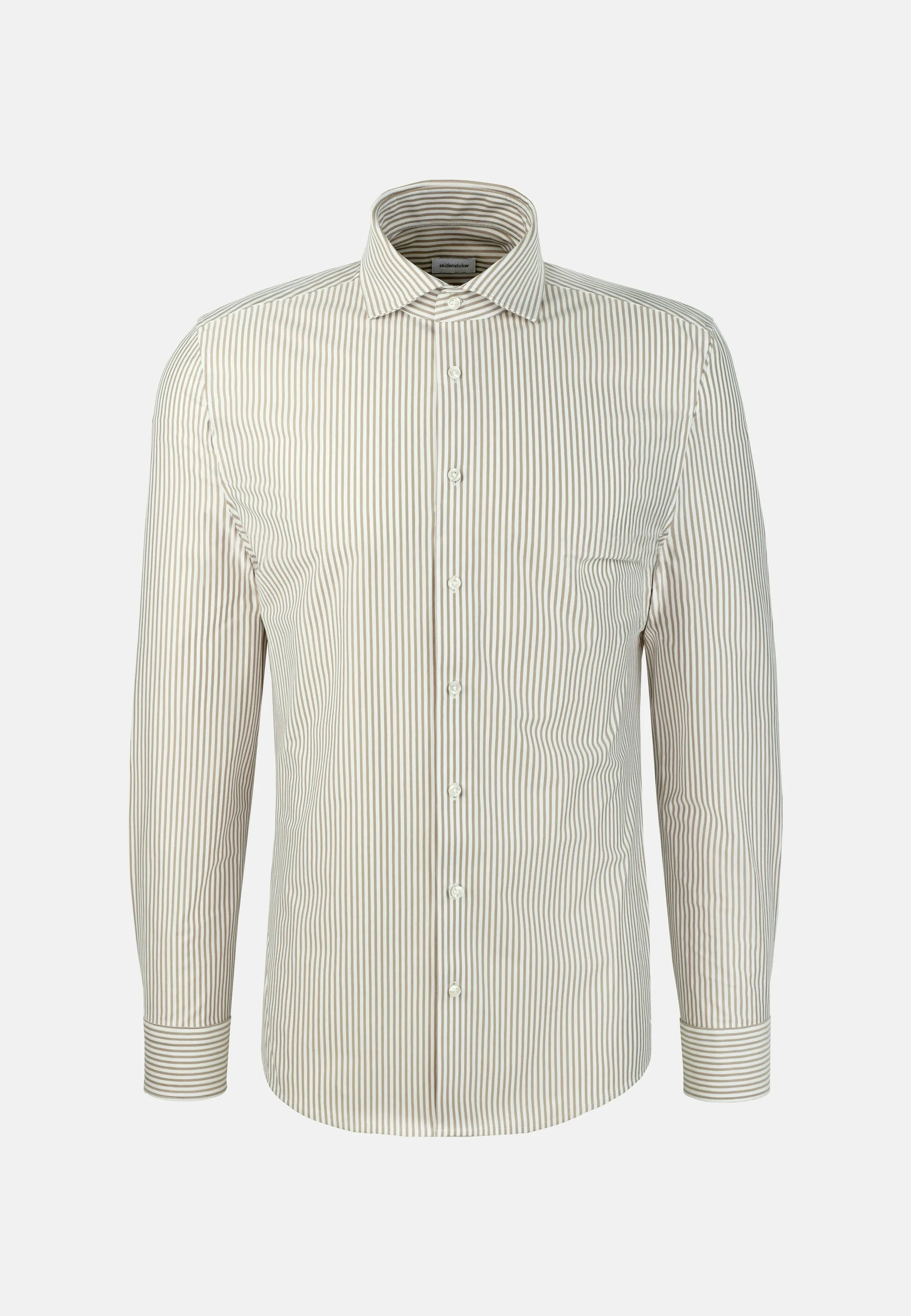 Shaped Jerseyhemd Gestreift Beige 44 - Seidensticker - FashionsVida