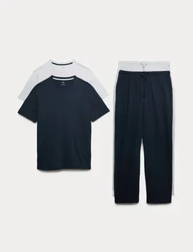Pack Pure Cotton Pyjama Sets Navy Mix male - M&S - FashionsVida