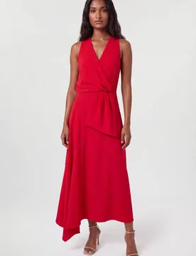 Women's Soft Tailored Drape Midi Dress in Red Size: 6 - Red - Size: 6 - Karen millen - FashionsVida