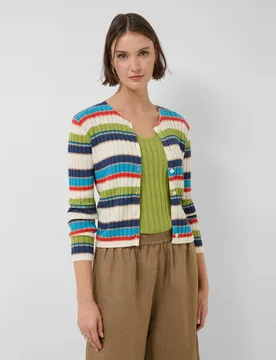 Cárdigan de mujer punto rayas horizontales - Roberto Verino - FashionsVida