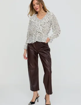 River All Over Pleats Polka Dot Print Blouse In White - 6 - Lily and Lionel London Limited - FashionsVida
