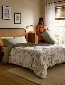 Palm 10.5 Tog Coverless Duvet & Pillowcase Khaki Mix - Night Lark - FashionsVida