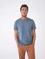 Pure Cotton Crew Neck T-Shirt Blue male