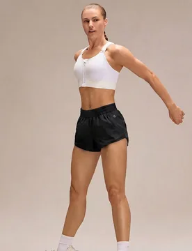 Shorts de carrera VitalSwift de 2,5", con secado rápido, cintura baja, calzoncillo incorporado, bolsillo con cremallera de malla, cordón reflectante - Shein - FashionsVida