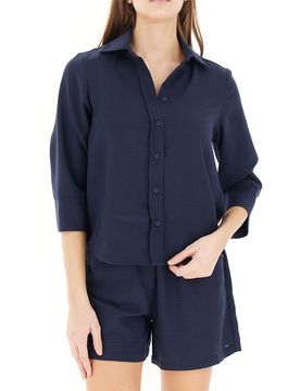 Camicia maniche 3/4 BLU NAVY S