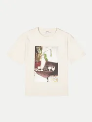 T-Shirt mit Fotoprint Beige M