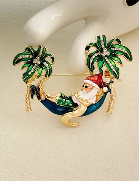 Christmas Dripping oil CZ Coconut Tree Santa Claus Brooch For Men And Women Fashion Zircon Metal Pins Jewelry Accessories Gift - Aliexpress - FashionsVida