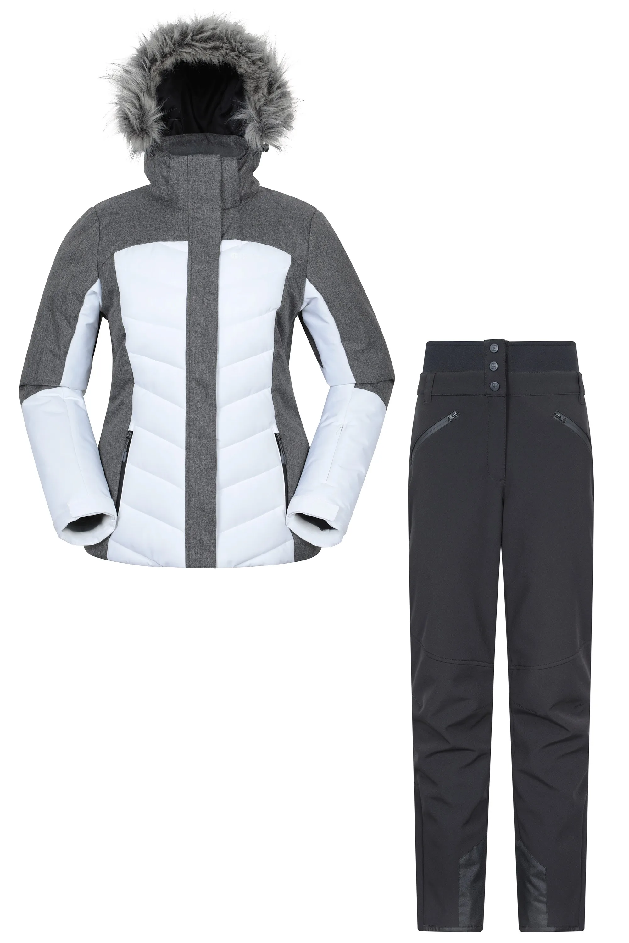 Womens Padded Ski Jacket & Pant Set - White - White - Size: 12 - Mountain Warehouse - FashionsVida