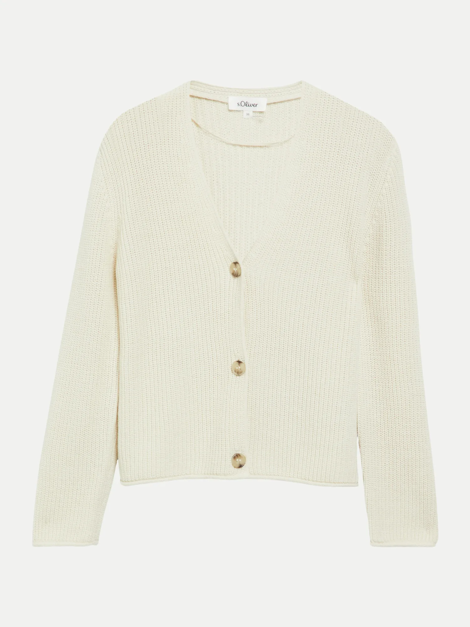 RED LABEL Strickjacke mit Knopf-Leiste Weiß 46 - S. Oliver - FashionsVida