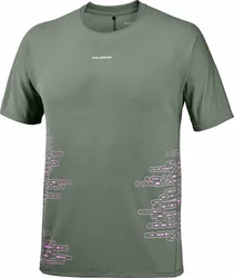 T-shirt ultraléger et thermorégulant - Sense Aero SS Tee GFX M Castor Gray Pink Frosting - Taille L - Gris