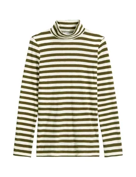 T-Shirt, LSL, Turtleneck, YD-Stripe feale - M - FashionsVida
