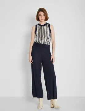 Pantalones fluidos de mujer con estructura de rayas - Trucco - FashionsVida