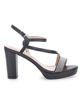 Sandali Neri con Tacco Alto e Fascia con Glitter P542 40