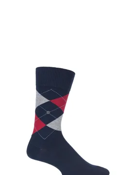 Pair Marine King Argyle Cotton Socks Men's 11-14 Mens - - Blue - Size: 11-14 Mens - Burlington - FashionsVida