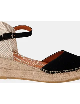 Alpargata mujer en piel con hebilla en cuña yuteflex - Viguera - FashionsVida