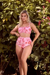 Shell Print Super High Waist Bikini Brief - Pink - Size: 22