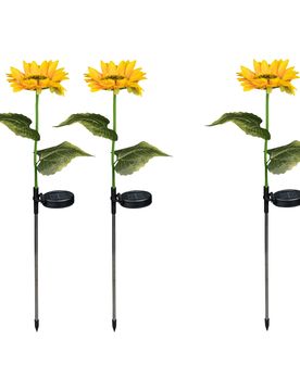 Solar-LED-Gartenstecker „Sonnenblume“, 2 Stück + 1 gratis gelb gruen