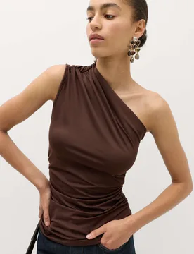 One Shoulder Drape Top Chocolate female - M&S - FashionsVida