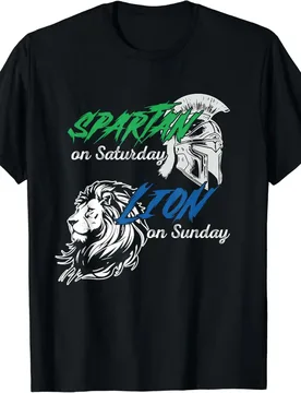 Spartan on Saturday Lion on Sunday Fun Vintage T-Shirt 100% Cotton O-Neck Summer Short Sleeve Casual Mens T-shirt Size S-3XL - Aliexpress - FashionsVida