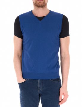 PREMODE Gilet in cotone BLU 54