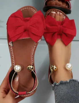 Nuevas sandalias planas de mujer talla grande cómodas y sencillas con puntera redonda, decoración de lazo, cuentas metálicas, estilo casual, de pla - Shein - FashionsVida