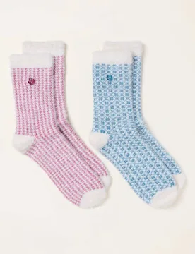 Pack Geometric Fluffy Socks Blue Mix female - Fatface - FashionsVida