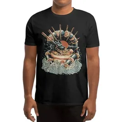 Funny Design Dragon Sushi Ramen Mens T-Shirt. Summer Cotton Short Sleeve O-Neck Unisex T Shirt New S-3XL