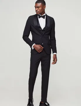 Men's Skinny Tuxedo Single Breasted Suit Jacket Black Size 40 Black 40 - boohooMAN - FashionsVida