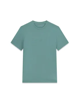 T-shirt mezza manica ottanio in cotone con logo ricamato in tono - Guess - FashionsVida