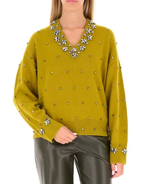 Maglione con strass SENAPE XS - PINKO - FashionsVida
