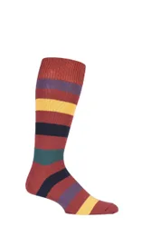 Pair Terracotta / Multi of London Bold Broad Stripe Cotton Socks Men's 7-11 Mens - - Orange - Size: 7-11 Mens