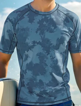 Camiseta de surf de manga raglán con estampado total de vacaciones de verano para hombre, hawaiana - Shein - FashionsVida