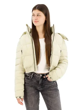 Giacca Trapuntata Crop Fuji Pelican Beige XS - Superdry - FashionsVida