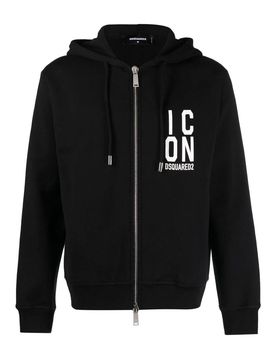 Felpa con cappuccio e zip con stampa logo