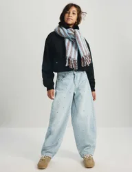 Denim Diamante Baggy Barrel Jeans (6-16 Yrs) Light Denim female