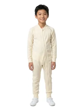 Tuta A Maniche Lunghe Nibba Merino Baby Raw White 9 Mesi