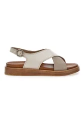Sandali beige con fasce incrociate bicolore 28053NAL 39