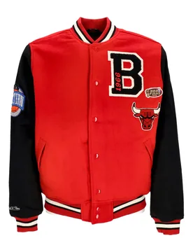 Giubbotto College Uomo Nba Team Legacy Varsity Jacket Chibul Red/black - Mitchell & Ness - FashionsVida