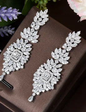 HIBRIDE 20MM*60MM Elegant Cubic Zirconia Drop Earrings For Women Bridal Wedding Jewelry Accessories Boucle Oreille Femme E-08 - Aliexpress - FashionsVida
