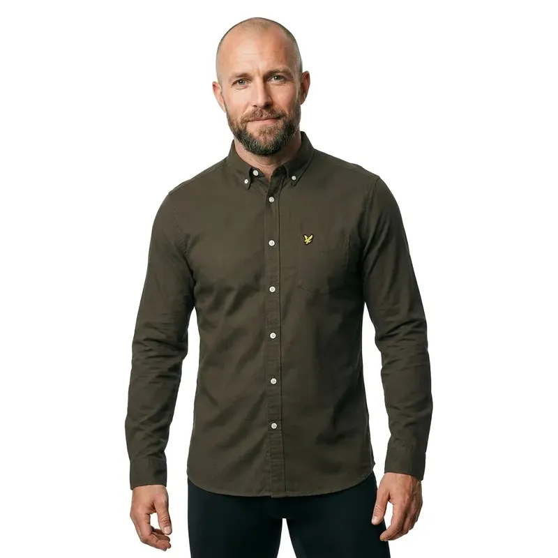 Camicia A Maniche Lunghe Plain Oxford Olive M