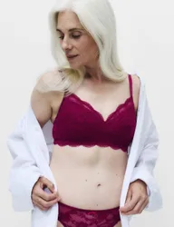 Jasmine Lace Non Wired Post Surgery Bra A-E Dark Raspberry female